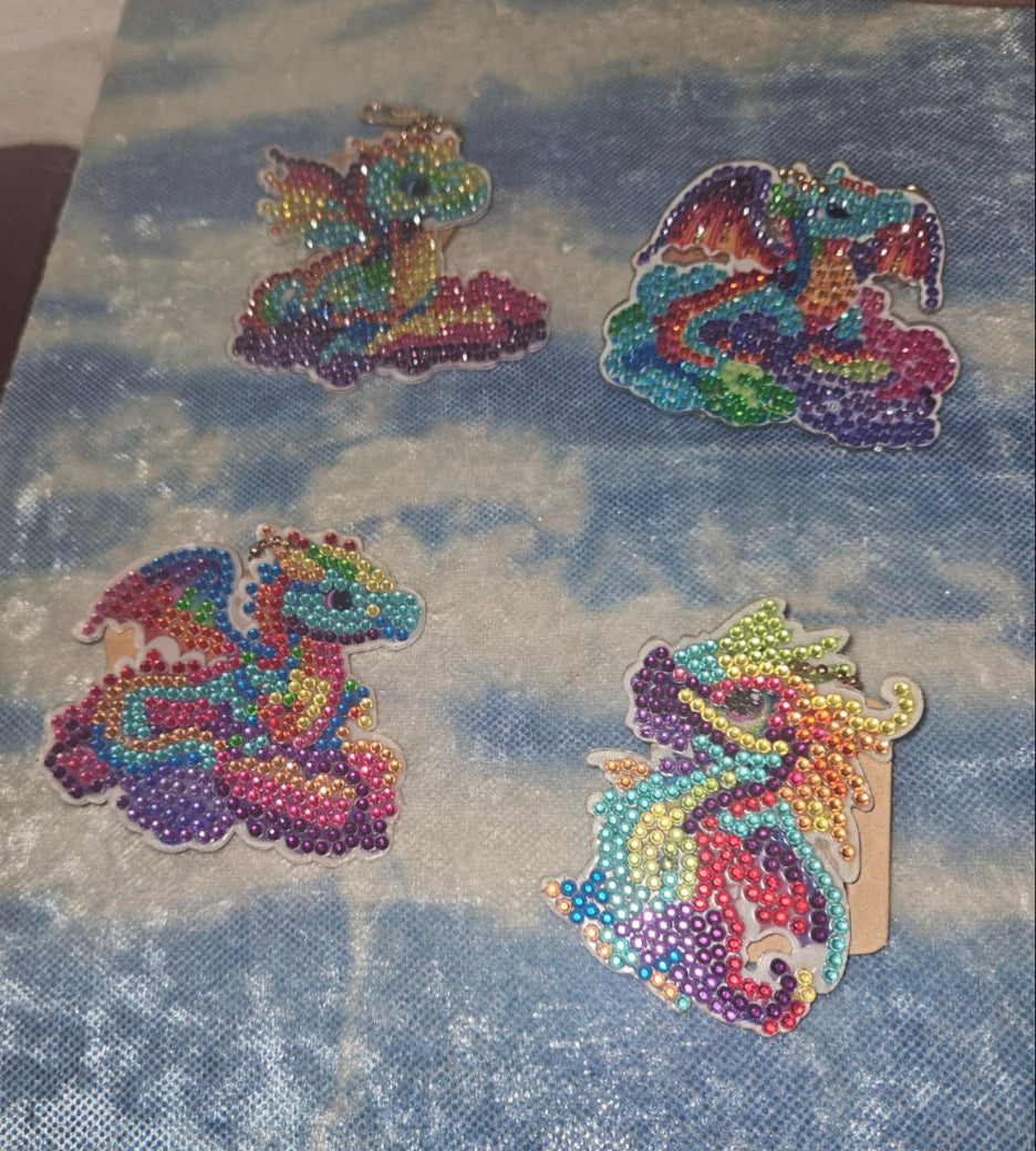 Colorful butterfly patches on a textured fabric background