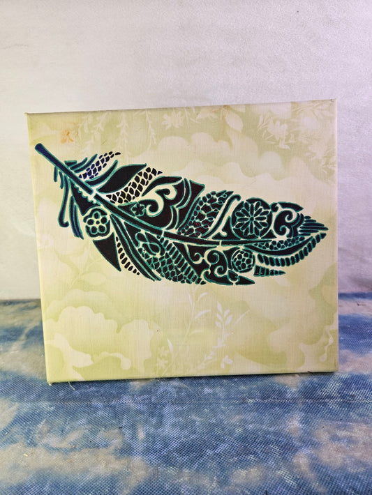 Fabric Feather Stencil art