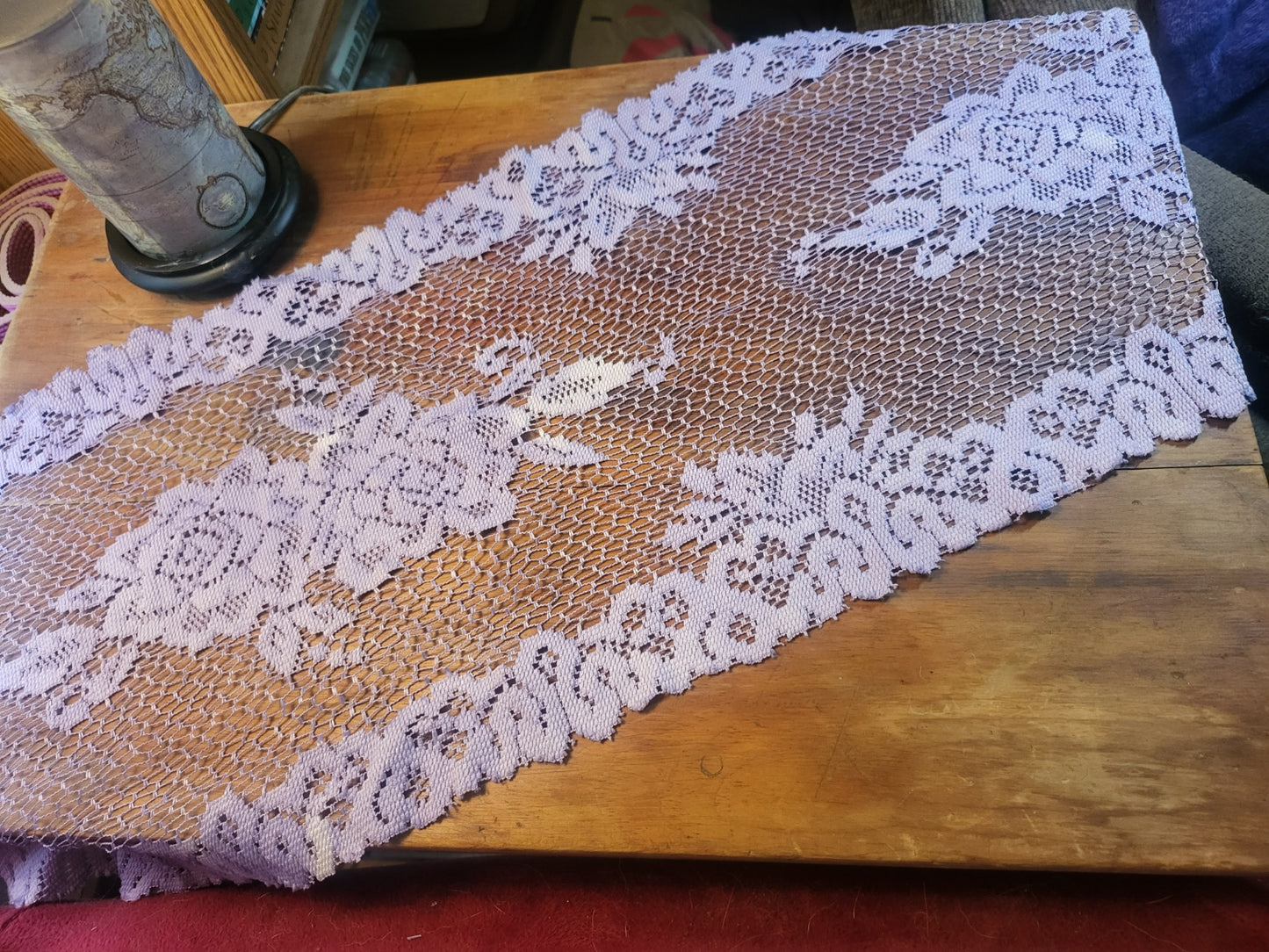 Luminique Lace: Hand-Dyed Elegance - Unique Upcycled Table Runner