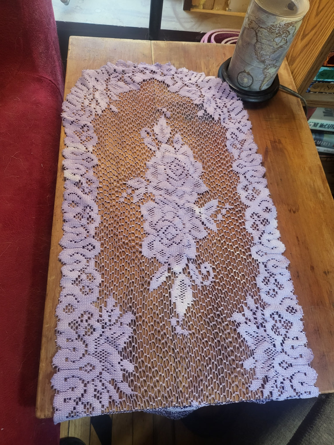 Luminique Lace: Hand-Dyed Elegance - Unique Upcycled Table Runner