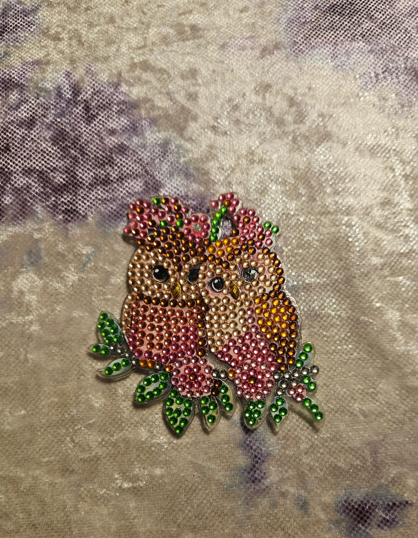 Pink Owl Pair Keychain