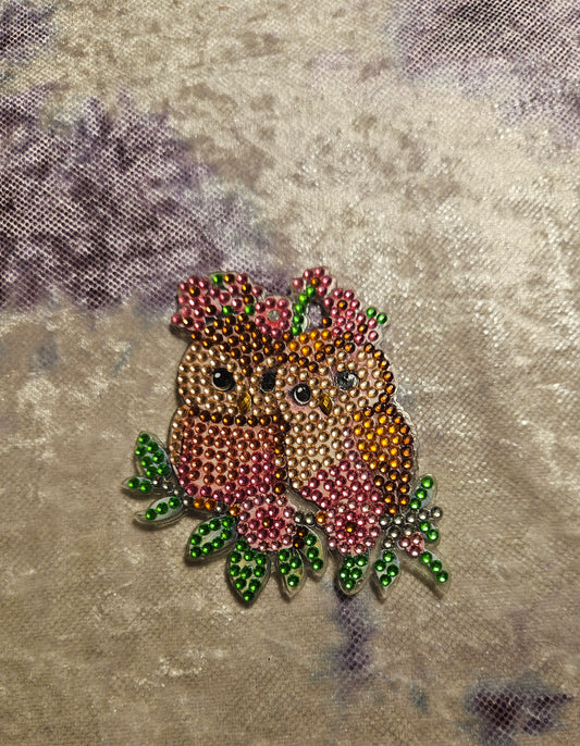 Pink Owl Pair Keychain